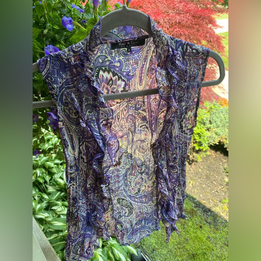Get lavender festival ready w this Violet & Claire Women's Paisley Top - Purple